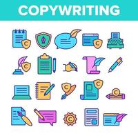 Color Copywriting and Blogging Vector Linear Icons Set