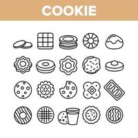 Cookie Baked Dessert Collection Icons Set Vector