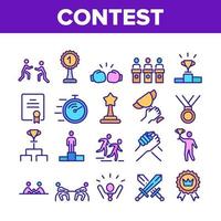 Contest Sport Activity Collection Icons Set Vector