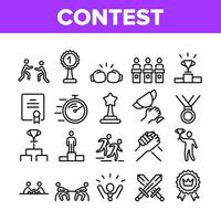 Contest Sport Activity Collection Icons Set Vector