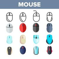 Computer Mouse Vector Thin Line Icons Set