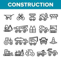 Construction Work Elements Linear Vector Icons Set