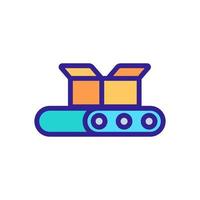 paper box on conveyor icon vector outline illustration