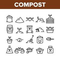 conjunto de iconos de colección de suelo de compost vector