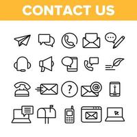 Contact Us, Call Center Vector Linear Icons Set