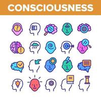 conjunto de iconos de elementos de color de conciencia vector
