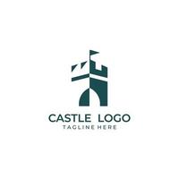 Castle logo silhouette, castle logo with shield combination design vector illustration template.