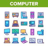 Computer Equipment Collection Icons Set Vector