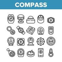 Compass Navigational Equipment Icons Set Vector