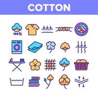 Cotton Fabric Color Elements Icons Set Vector