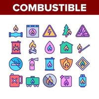 Combustible Products Collection Icons Set Vector