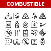 conjunto de iconos de colección de productos combustibles vector