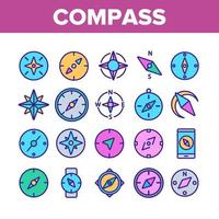 Compass Navigation Collection Icons Set Vector