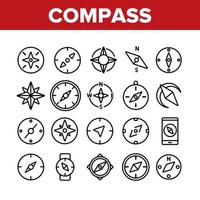 Compass Navigation Collection Icons Set Vector