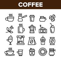 Collection Coffee Equipment Sign Icons Set Vector