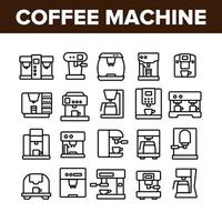 Coffee Machine Device Collection Icons Set Vector