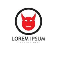 Devil logo with wings and horns using vector design concept.