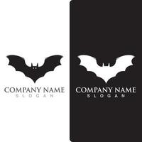 Silhouette bat animal logo, flying mammal animal. vector