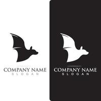 Silhouette bat animal logo, flying mammal animal. vector