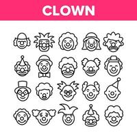 Clown Circus Character Collection Icons Set Vector