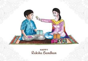 feliz raksha bandhan festival celebración tarjeta fondo vector