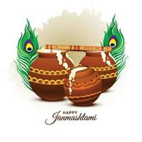 feliz festival de janmashtami ilustración de fondo de celebración de dahi handi vector