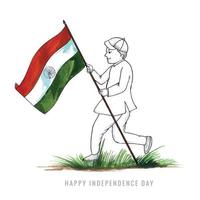 mano dibujar boceto feliz día de la independencia festival tarjeta fondo vector