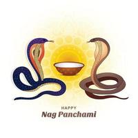 feliz nag panchami festival indio tarjeta ilustración fondo vector