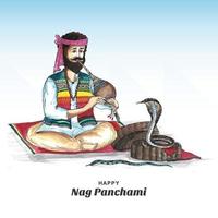 Happy naag panchami festival card background vector