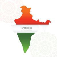 mapa del país indio con fondo de tarjeta del día de la independencia vector