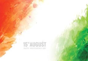 fondo de la bandera india en textura de acuarela del día de la independencia vector