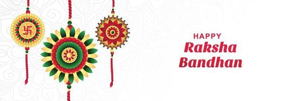 Raksha bandhan festival card with rakhi banner design vector