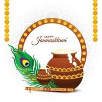 feliz festival de janmashtami ilustración de fondo de celebración de dahi handi vector