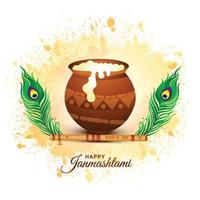 fondo de tarjeta de celebración del festival indio de janmashtami vector