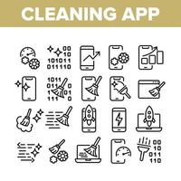 Cleaning Application Collection Icons Set Vector