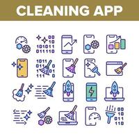 Cleaning Application Collection Icons Set Vector