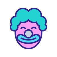 Payaso satisfecho en ilustración de contorno de vector de icono de peluca