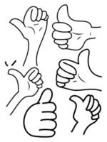 hand drawn of thumbs up, hands gesture, vector illustration