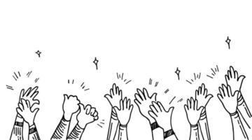 doodle hands up,Hands clapping. applause gestures. congratulation business. vector illustration