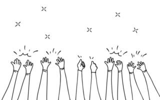 hand drawn of hands clapping ovation. applause, thumbs up gesture on doodle style , vector illustration