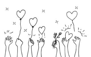 hand drawn of hands clapping ovation. applause, party hands gesture on doodle style , vector illustration