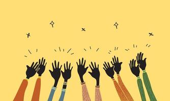 hand drawn of hands clapping ovation. applause, thumbs up gesture on doodle style, vector illustration