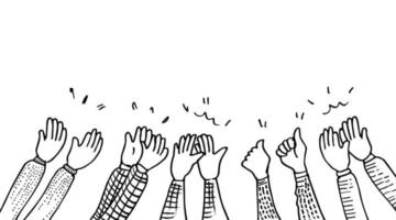 hand drawn of hands clapping ovation. applause, thumbs up gesture on doodle style , vector illustration