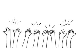 hand drawn of simple hands clapping ovation. applause, hands gesture on doodle style , vector illustration