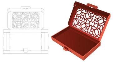 caja de hojalata doblada con patrón estampado en plantilla troquelada y maqueta 3d vector