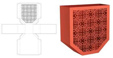 plantilla troquelada de contenedor de bocadillos hexagonales y maqueta 3d vector