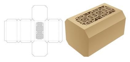 plantilla troquelada de caja octogonal con patrón estampado y maqueta 3d vector