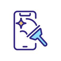 cleaning phone icon vector outline illustration