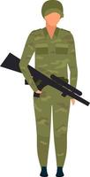 soldado con rifle carácter vectorial de color semiplano vector