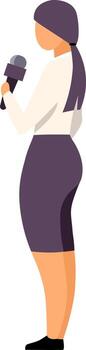 Journalist with microphone semi flat color vector character